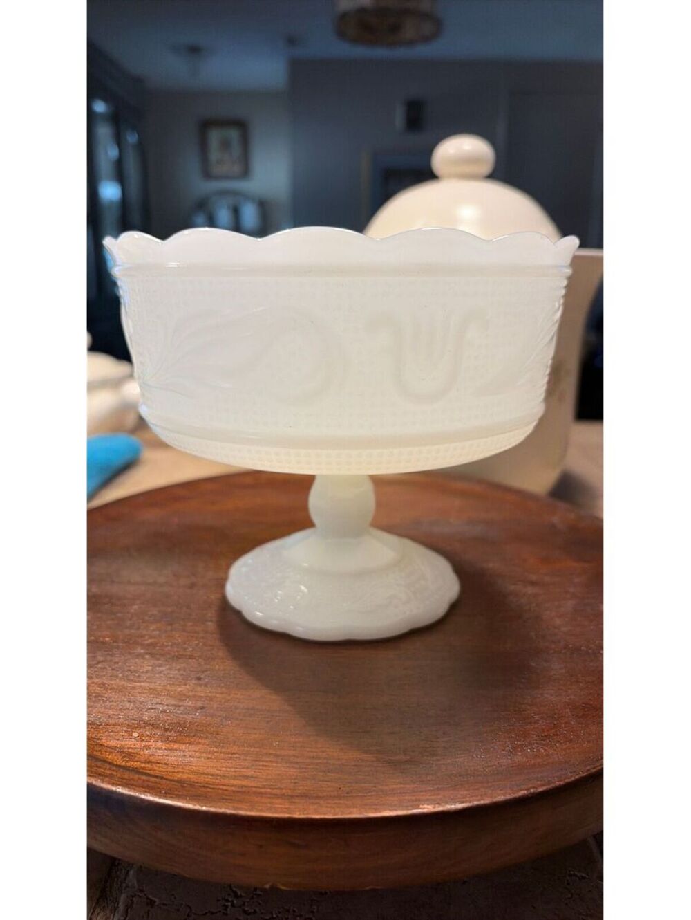Vintage Milk Glass Pedestal Compote Candy Dish